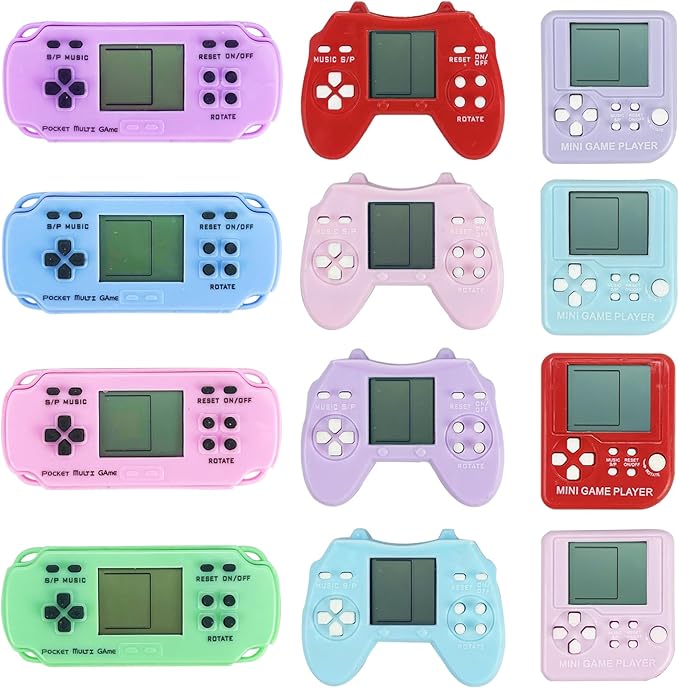 12 Pcs Video Game Party Favors, Mini Video Games Keychain, Gamer Birthday Party Decorations, Gamer Party Favors for Kids 8-12, Classroom Prizes, Goodies Bags Stuffer, Backpack-Macaron color