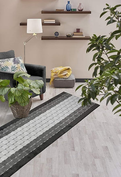 Custom Cut Hallway Runner Rug, Slip Resistant, 31 Inch Wide X Your Choice of Length, Checkered White, 31 Inch X 40 feet