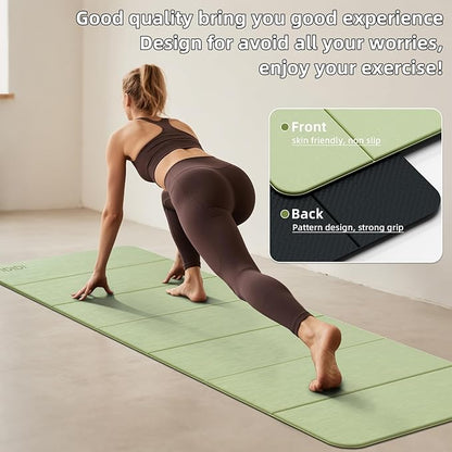 Foldable Yoga Mat Extra Thick 0.32 Inches Eco-Friendly POE Material, Non-Slip Design Fitness Mats, Multi-Purpose Workout Mats For Studio or Home Use (70 x 24 x 0.32 inches）