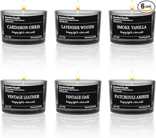 Men’s Luxury Scented Candle Gift Set - 6 Pack Premium Soy Wax, Aromatherapy Candle Relaxation, Home Decor Soy Wax Candle Perfect Birthday, Valentine, Christmas, Anniversary Aromatherapy Gifts for Him