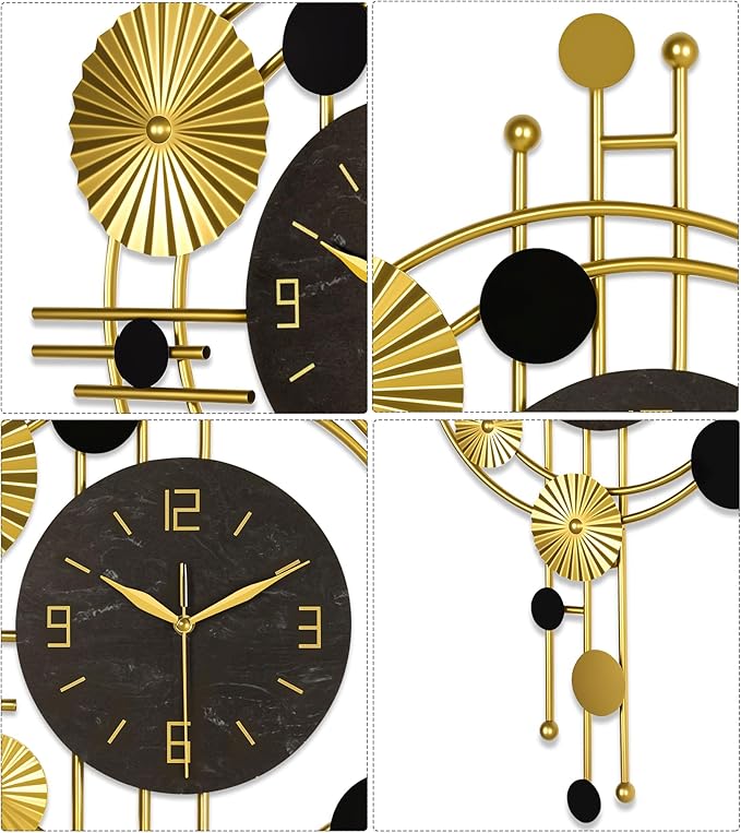 Large Wall Clock, Modern Clocks for Living Room, Geometric Design - Silent Wall Clock, Battery Operated, for Living Room,Bedroom,Kitchen,Study or Entryway Decor-30