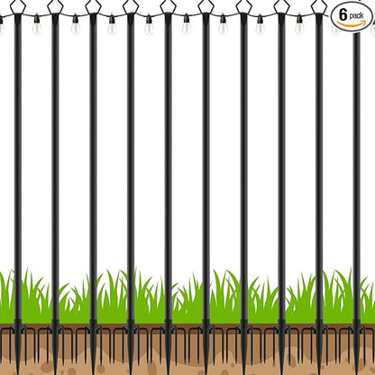 10 Pack String Light Poles,Poles for Outdoor String lights10 Ft Metal Poles with Fork for Outdoor String Lights,Outdoor Light Poles with Fork,Patio,Deck,Backyard