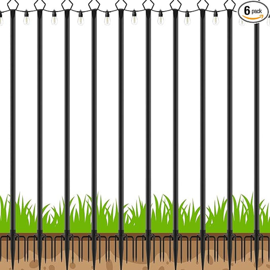 10 Pack String Light Poles,Poles for Outdoor String lights10 Ft Metal Poles with Fork for Outdoor String Lights,Outdoor Light Poles with Fork,Patio,Deck,Backyard