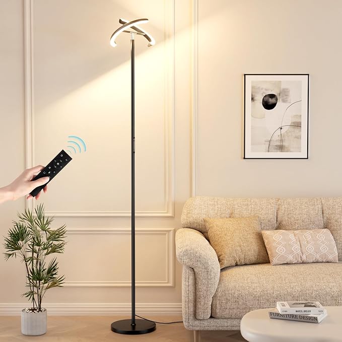 Floor Lamps for Living Room, 40W/2400LM Rotatable LED Floor Lamp with Touch & Remote Control, 70" Tall Standing Lamp Stepless Dimmable, Modern Torchiere Corner Lamp for Bedroom, Office