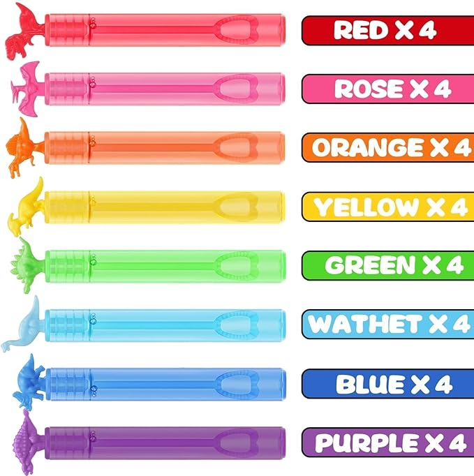 32 Pack Bubble for Kids Party Favors, 8 Style Mini Bubble Wands with Gift Box, Dinosaur Toys Bulk for Carnival Prizes Goodie Bag Stuffers Supplies, Birthday Bath Time Bubbles Blower Toy for Girl Boy