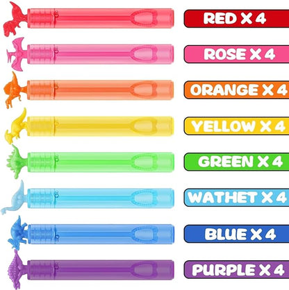 32 Pack Bubble for Kids Party Favors, 8 Style Mini Bubble Wands with Gift Box, Dinosaur Toys Bulk for Carnival Prizes Goodie Bag Stuffers Supplies, Birthday Bath Time Bubbles Blower Toy for Girl Boy