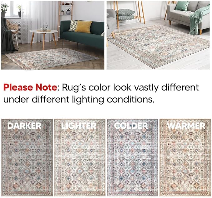 Keen Home Design 2x3 Rug - Machine Washable Entry Rug with Non-Slip Backing, Ideal for Enteryway, Kitchen, Bathroom, Laundry Room - Vintage, Easy Clean, Durable, Low Pile Rug - (2' x 3')