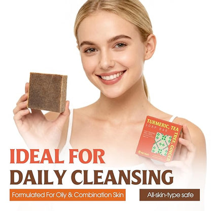 Turmeric, Tea Tree & Ginger Luxurious Natural Soap Bar (4.2 oz) | Gentle Exfoliation & Refreshing Lather | Cold-Processed, Handmade in Vietnam (Pack of 1)