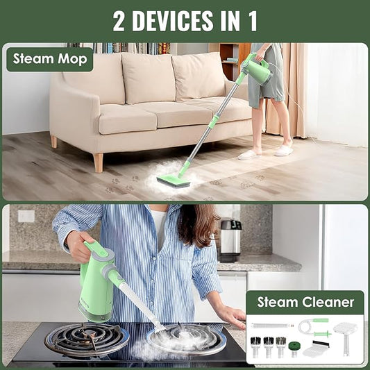 FEPPO Steam Mop & Detachable Handheld Steam Cleaner for Home and Floor Cleaning,15s Heat-Up, 230°F Steamer for Deep Cleaning with Multi-purpose Attachments Hardwood Floors, Tile, Grout,
