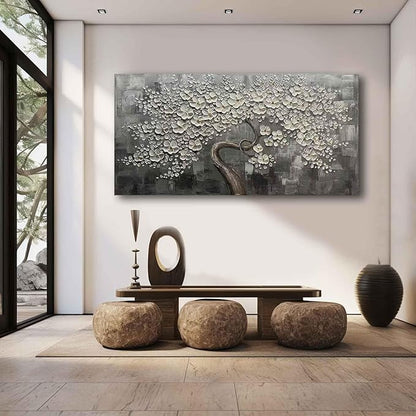SDYA Flower Tree Wall Art Painting for Living Room White Botanical Picture for Bedroom Office Kitchen Home Decor Wall 30x60 Inches