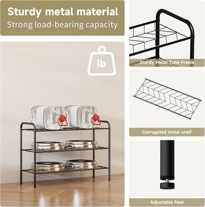 3-Tier Metal Shoe Rack, Free Standing Shoe Storage Rack for Entryway, Closet and Hallway (Black, 3-Tier)