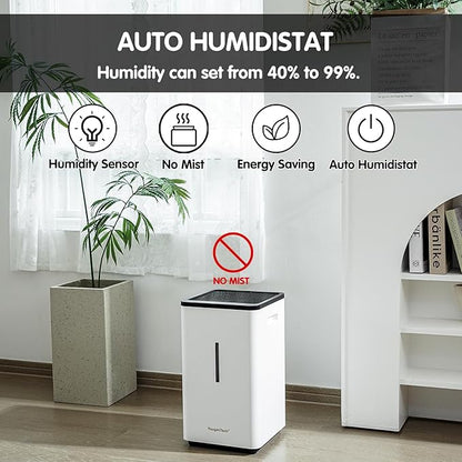 Evaporative Humidifiers |6.5L(1.8Gal) Tank for Whole Room Humidifier | 30 W Cool No Mist Humidifiers | 7 Speed | MAX Output 1500 ml/h | Auto Humid | Top Filling | White