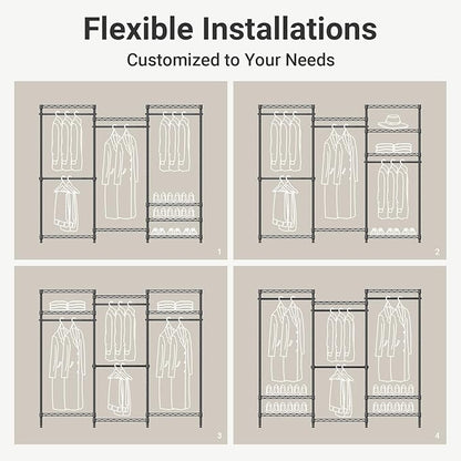 VIPEK V5C Plus Covered Clothes Rack Portable Wardrobe Closet, Heavy Duty Clothes Rack with Adjustable Shelves, Black Metal Clothing Rack with Black Upgarded Polyester Cover, Max Load 1040LBS