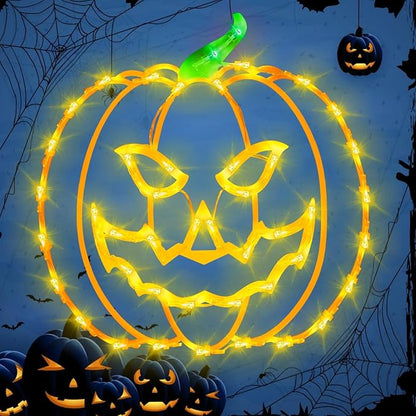 16" Halloween Window Silhouette Lights - 6 Pack Colour Lighted Bat & Witch & Pumpkin & Spider Web & Ghost & Cat on Moon for Holiday Indoor and Outdoor Wall Door Window Decorate