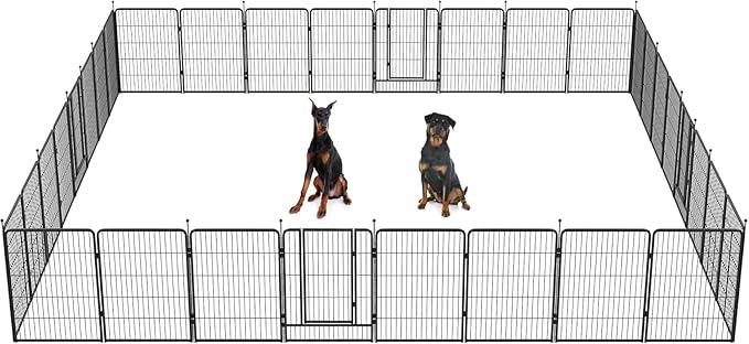 FXW Instant Unleashed Dog Playpen, Portable Pet Fence for Outdoor, RV Trips, and Camping, 40 inch, 32 Panels for Medium and Large Dogs with RV Step Grid│Patented