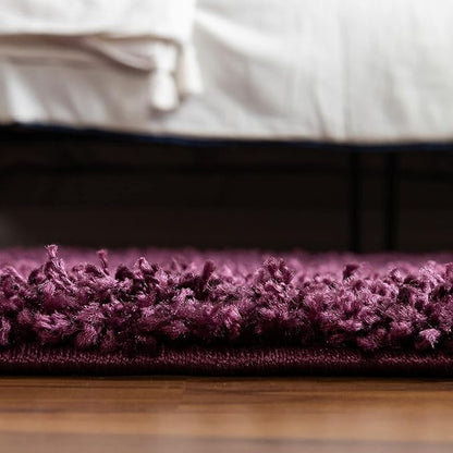 Unique Loom Solid Shag Collection Area Rug (5' 3" Round, Eggplant Purple)