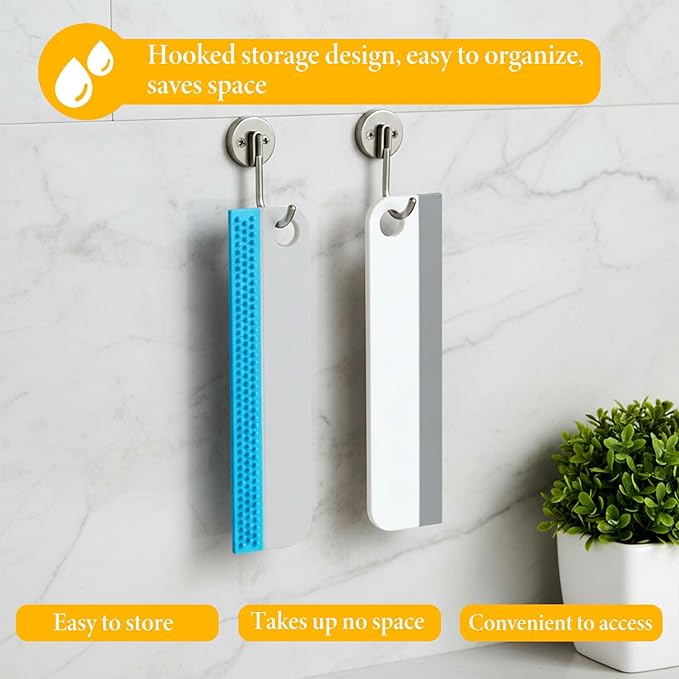 2 Pcs Mini Soft Rubber Window Squeegee Window Scrubber Scraper for Shower Glass Doors Cleaning Squeegee Tool Car Windows Windshield Mirror Tile Cleaner