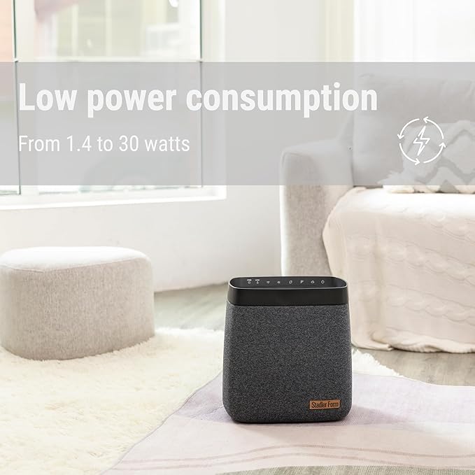 Stadler Form humidifier Karl, quiet powerful evaporator for humidifying rooms of up 1076 square feet, with 4 humidification levels and controllable via an app, black