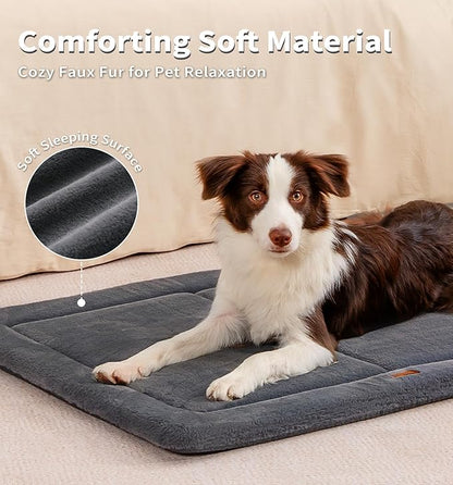 Made4Pets Dog Crate Pad Bed for Medium Large Dogs, Washable & Reversible, Anti-Slip Kennel Mat for Cozy Sleeping, Soft Fluffy Dog Bed for Indoor & Outdoor Use, 35"x23", Dark Gray