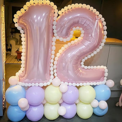 Pastel Pink Number 6 Balloons, 40 In Large Light Pink Number 6 Foil Helium Balloons for Girls, Self Inflating Number Balloons 0-9 for Girls 6th 16th Birthday Women Anniversary Party Decoration