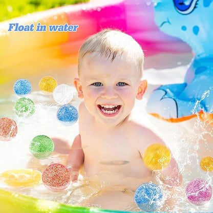 24 Pack Glitter Bouncy Balls for Kids 32 mm Rubber Bounce Balls in 6 Bright Colors — Bulk Party Favors, Goodie Bag Fillers, Easter Basket Stuffers, Classroom Rewards & Prizes