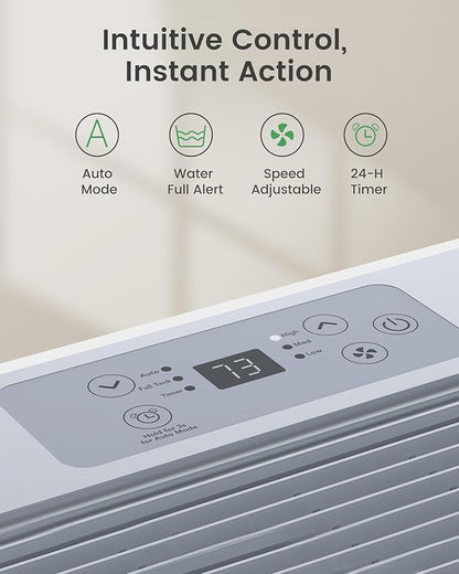Waykar 150 Pint Energy Star Dehumidifier for Large Rooms up to 7,000 Sq. Ft. for Home, Basement, Commercial, Industrial, with Drain Hose & Tank, Auto Defrost, Ultra Quiet, Smart Auto Comfort Mode