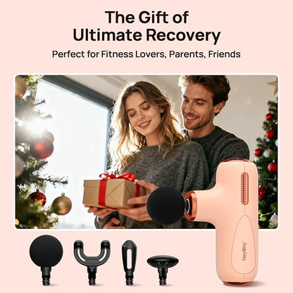 Super Mini Massage Gun Deep Tissue, Muscle Massager Gun with 5-Speed & 4 Heads, Portable Handheld Massager Quiet for Home, Gym, Travel, Office, Gift for Men & Women, Athletes, Cream