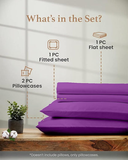 Good Sleep Bedding Full Size Sheets - 100% Egyptian Cotton Sheets Full Size, 4Pc, 1000 TC, Sateen Weave, Hotel Full Size Sheet Sets, Soft, Full Bed Sheets Deep Pocket Fits Upto 16" - Purple