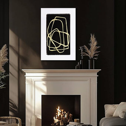 CHUDANHAO Minimalist Home Decor Black and Gold Canvas Painting Line Artwork Neutral Wall Art 24"x36" Bedroom Decorations Kitchen Art