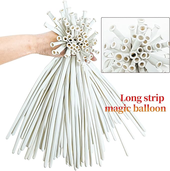 KAWKALSH 260 Balloons White Twisting Animal Balloon Thickening Latex Modeling Long Magic Balloon for Animal Model Skinny Clown Christmas Birthday Wedding Party Garland Decorations 100pcs