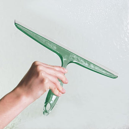 iDesign Bathroom Plastic Shower Squeegee with Wall Hook - Clear/Green