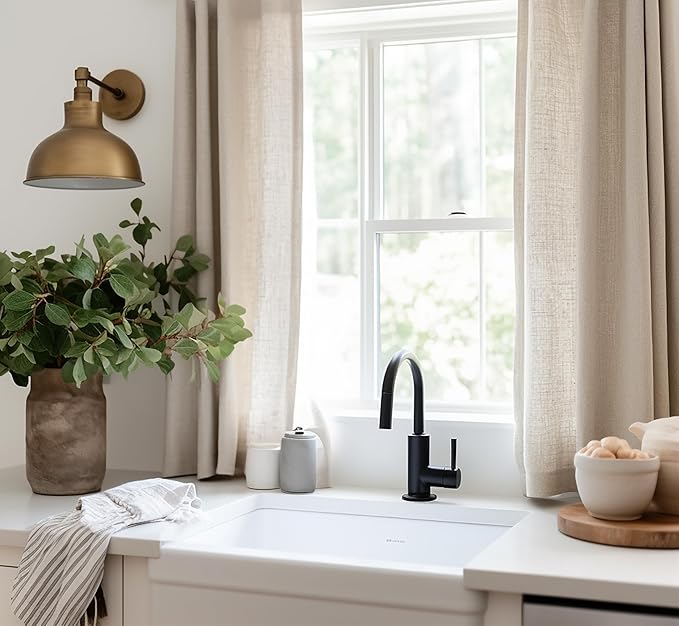 YoungsTex Natural Linen Curtains 45 Inch Long for Kitchen Window - Short Length Semi Sheer Drapes with Bronze Grommet Textured Light Filtering for Bedroom Bathroom, 2 Panels, 42 X 45 Inch