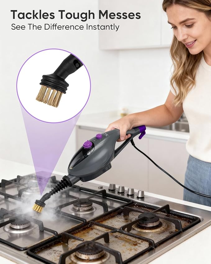 CYK Steam Mops for Floor Cleaning, 12 in 1 Handheld Steam Cleaner for Home, Floor Steamer for Hardwood Floors and Tile(Purple-grey)
