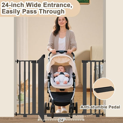 Extra Wide Baby Gate Fits 30-63 Inch Wide Opening, Toddler Pet Gate for Stairs Doorways Hallways Indoor, Walk Thru Large Long Dog Gates Pressure Mounted White