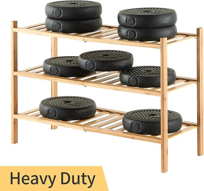 5-Tier Bamboo Shoe Rack for Entryway, Stackable | Heavy Duty | Multi-Function, Free Standing Shoe Racks for Bedroom Hallway Closet