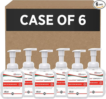SC Johnson Professional InstantFOAM Complete PURE Foaming Hand Sanitizer, 400mL Pump, 6 Pack, for Professional Use Only
