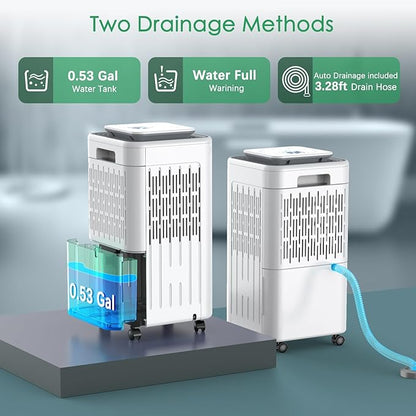 LUKO 2000 Sq. Ft Dehumidifiers for Large Room and Basements, 30 Pints Dehumidifier with Drain Hose, Auto or Manual Drainage, 0.528 Gallon Water Tank, Auto Defrost, Dry Clothes Function, 24H Timer