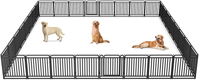 New Thickened Version Dog Playpen, 32 Inch Dog Fences for The Yard, Portable Outdoor Dog Playpen for Large/Medium/Small Dogs, Foldable Metal Dog playpen, with Doors (32 Panels)