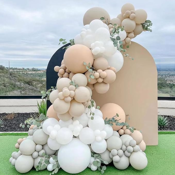 154pcs Ivory White Balloons White Sand White Cream Beige Balloon for Balloons arch Different Sizes 5/10/12/18 Inch Garland Kit for Wedding Birthday Party Supplies Bridal Shower Decorations