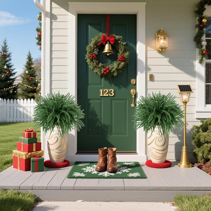 12 Pcs Artificial Pine Branches - 19 Inch Real Touch Norfolk Pine Stems - Faux Christmas Greenery Stems for Vase Centerpiece Home Indoor Outdoor Xmas Decorations