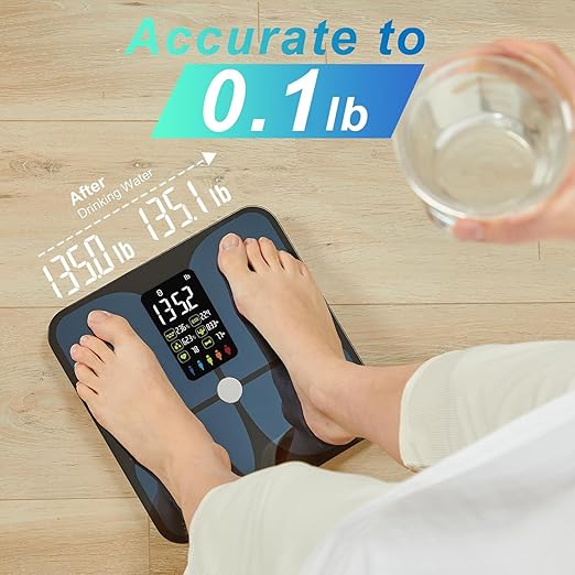 Lepulse Scale for Body Weight, Smart Digital Bathroom Weight Scale with BMI Muscle Mass 20 Body Composition Metrics,4.68"Large Display Body Fat Scales, Heart Rate, Accurate Bluetooth Weighing with App