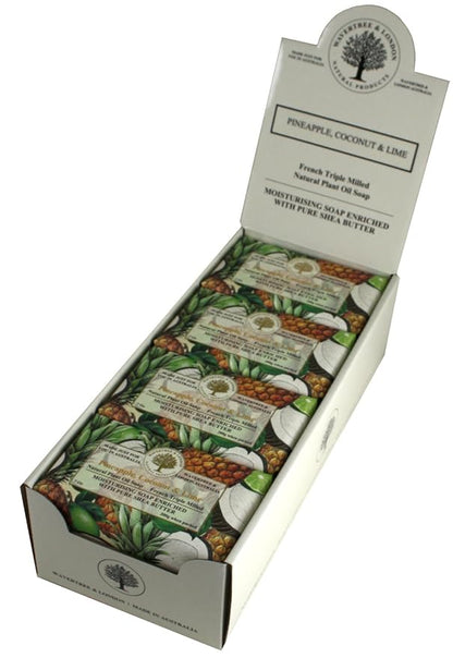 Wavertree & London Pineapple, Coconut & Lime Scented Natural Soap (8 Bars), 7oz Moisturizing French Triple Milled Soap Bars enriched with shea butter - Plant Oil Bath & Body Bars for All Skin Types