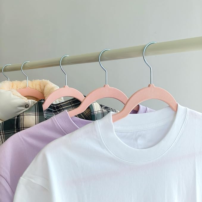 Pink Velvet Hangers 60 Pack, Anti-Slip Slim Space Saving Hangers with 360° Swivel Hook, 17.7 Inch Velvet Clothes Hangers for Coats,Sweater,Jackets,Dresses, Shirts, Suits & T-Shirts (Pink, 60)