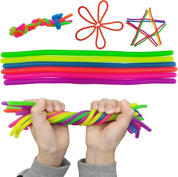 168Pcs Colorful Monkey Noodles Toys Squeeze Release Anxiety for Kids and Adult as Party Bag Fillers Party Favors Birthday Gifts for Kids and Classroom Rewards