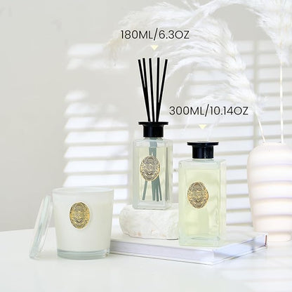 M&SENSE 10.14 oz Large Reed Diffuser Set | Jasmine Garland Scent Oil Diffuser with Sticks | Hotel Collection Non-Toxic Essential Oil |for Bedroom Bathroom Living Room