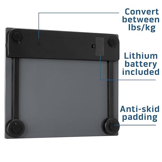 Health o meter Extra Wide Digital Bathroom Scale – 500 lb Capacity, 13.5"x11.8" Platform, Tracks 4 Users, 3.5" LCD Display, Precision Weighing, 2 AAA Batteries – Accurate, Easy to Read, Durable