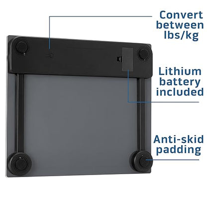Health o meter Extra Wide Digital Bathroom Scale – 500 lb Capacity, 13.5"x11.8" Platform, Tracks 4 Users, 3.5" LCD Display, Precision Weighing, 2 AAA Batteries – Accurate, Easy to Read, Durable
