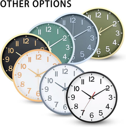 Wall Clocks Battery Operated 12 inch Modern Wall Clock,Silent Non Ticking Wall Clock for Living Room Bedroom Kitchen Office Classroom Decor (White and Black)