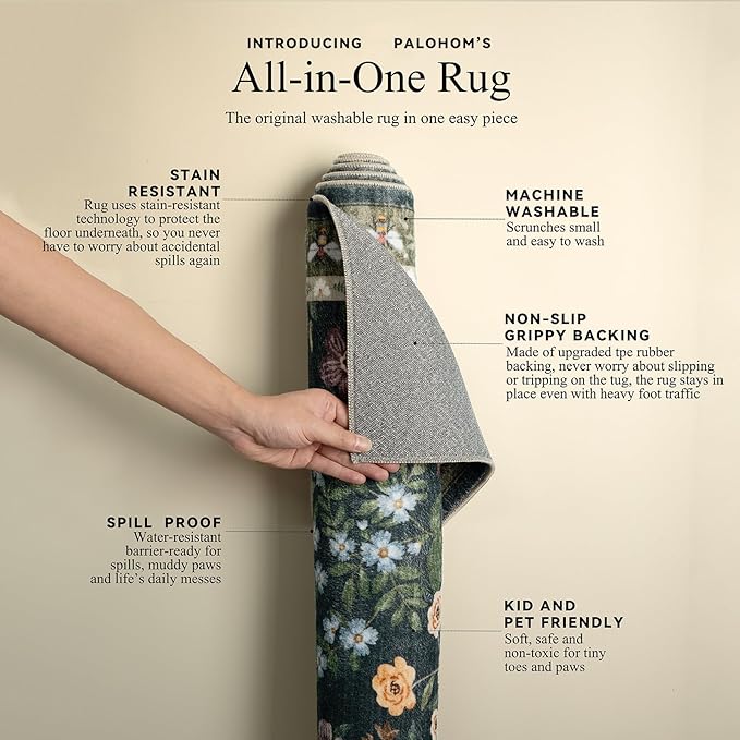 Machine Washable Rug Runners for Hallways: 2'6"x8' Kitchen Rugs Stain Resistant Non Slip Low Pile Soft Carpet Runner Rug for Bedroom Entryway Indoor Beside Laundry Room Farmhouse