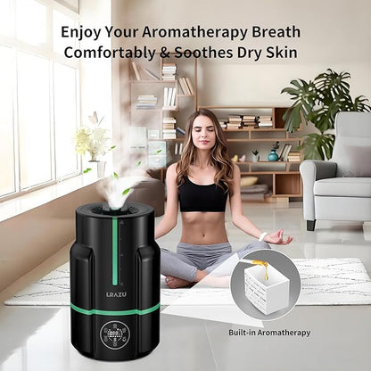 6L Humidifiers for Bedroom, 60H Runtime 26 dB Quiet Supersized Cool Mist Air Humidifiers for Large Room, Baby Nursery, Plant, Indoor, Night Light, Easy to Clean, Precise Humidity Control